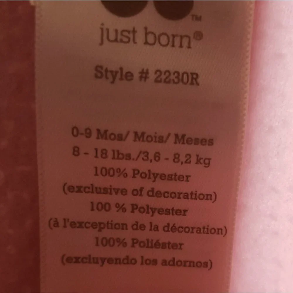 Just Born Infant Girls Pink Fleece Wearable Blanket 0-3 Months